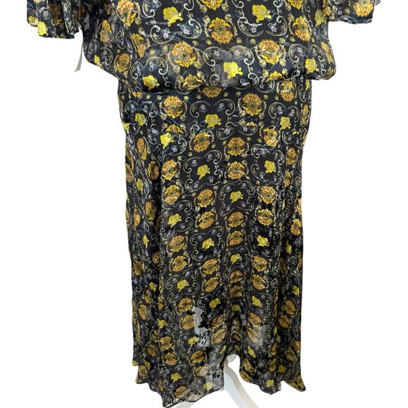 Preen by Thornton Bregazzi Lydia Black/Yellow Floral Print Dress Size S - Picture 13 of 13